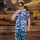 Zhuolun Shangpin summer camouflage uniform short-sleeved men's military training T-shirt speed outdoor summer camp camouflage clothing junior high school college students military training uniform camouflage T-shirt military fan clothing blue flower mesh T-shirt 170