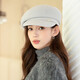 Xiangxue Yuxiu Gorro de Pato de Lana para Mujer Otoño e Invierno 2025 Nueva Boina octogonal Gorro Retro versátil y cálido para Mujer Beige