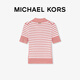 
MICHAEL KORS MK Women's Polo Collar Striped Knit Pink/White 691 S S
