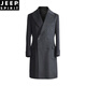 JEEP SPIRIT Winter Thickened Wool Polo Coat Business Medium-length Formal Cashmere Men's Jacket Polocoat Double Breasted Beige S
