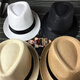 KAROND new small top hat men's spring and summer white sun protection large brim beach hat men's and women's British jazz autumn and winter sun hat straw hat pure white adult size 58CM