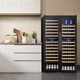 Bacchus wine cabinet with double doors, 150 bottles, thermostatic cabinet, home commercial tea cabinet, frozen beer, champagne, whiskey ice bar, double-door built-in wine storage, large living room, villa, combination cabinet, left full wooden shelf + right hanging cup 416L YC-208 air-cooled compressor four temperature zones