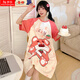Xianmengsha's new summer pure cotton mid-length nightgown for women's short-sleeved round neck sweet cute cartoon pajamas girl's home clothes 723-Yugui Dog M