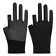 Maozheng 10 pairs of leaky two-finger gloves for labor protection, non-slip and wear-resistant, courier sorting and packaging work, riding, fishing, two-finger nylon point glue black