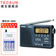 Tecsun DR-920C portable radio, full-band digital display for the elderly, clock control, CET-4 and CET-6, iron gray + 4 rechargeable batteries + battery charger