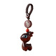 Jingyuan Pavilion jusqu'à Ping'an Santalwood Deer Keychain Car Pendant Couple Couple de téléphone mobile Chaîne suspendue Décoration Hanging Yilu [Ping'an] Barbie Sandalwood - Modèle de trèfle