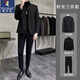 Woodpecker (TUCANO) autumn and winter thickened woolen small suit men's jacket slim fit casual Korean style handsome suit for men brown woolen + black sweater + velvet trousers set L