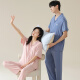 Modal pajamas summer 2024 trousers short sleeves sweet thin home clothes simple solid color cardigan couple suit 12308+12108 women XL+ men XL