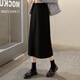 Sibaishe Slit Skirt 2025 Autumn New Women's Fashion Simple Loose Slim Midi Skirt