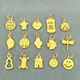 Fir crown solid ancient method engraved gold color small pendant lift pendant pendant imitation old gold bracelet accessories DIY accessories No. 14 fortune abacus gold one piece (fake one