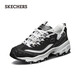 Skechers sports casual shoes with diamond elements, retro style, comfortable splicing upper, beautiful and youthful, black/white/BKW 36