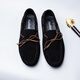 Thunderbolt Caesar Spring and Autumn New Men's Beanie Shoes Men's Real Leather Korean Style Super versatile Casual Leather Shoes Soft Sole Breathable Drive 677 Black 44