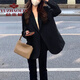 Yu Zhaolin Small Suit Women's 2022 Autumn and Winter Pure Lust Style Suit Jacket Women's Spring New Korean Style Street Top Black (Spot Priority) M Recommended 100-110 Jin Jin is equal to about 0.5 kg)