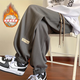 New- oder Mode Waffle Casual Hosen Männer Ins American High Street Spring und Herbst Lose vielseitig, gerade sitzende Sporthosen Trend K1049J Schwarz plus Samt XL [Vorgeschlagen 125-145jin [Jin entspricht 0,5 kg]]