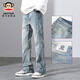 
Big Mouth Monkey (paul frank) American wide-leg jeans men's autumn and winter loose new casual straight-leg trendy brand high street slim pants men's clothing Nostalgic blue 9901H [official authentic] M [recommended 100-120Jin [Jin equals 0.5 kg]]