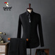 Woodpecker (TUCANO) Striped Suit Men's Full Groom's Suit British Style Groomsmen's Clothes Business Formal Wedding Suit Men's Black (Suit+Vest+Trousers) XL 52 (125-135Jin Jin equals 0.5kg)