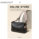ANDSEEYOU2025 new trendy genuine leather Boston pillow bag spring and summer soft leather bag casual shoulder bag ribbon crossbody bag women beige white
