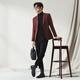Qi Brand [High-end Series] Suit Men's Spring and Summer New Imported Fabric Pure Wool Business Casual Suit Jacket Bean Paste Red 50 (180)