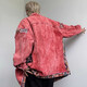 Weissen Pink Denim Jacke Herren Herbst High Street Trendy Brandwäsche Spleiß Lose Jacke Paar vielseitiges Revers-Top CXPF-679 Pink [um eine größere Größe zu nehmen] m