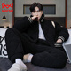 Cat Man (Miiow) Herren-Pyjama Herbst- und Winterkorallen-Samt dreischichtige Baumwolljacke eingedickt und Samt Flanell Teenager Home Clothing Set 1278 Herren [Rollkragenpullover Reißverschluss Baumwoll + Baumwollhosen l 3 Schichten x Männer [Gewicht 100-125]