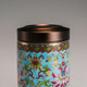 Rongshantang enamel ceramic tea can outdoor metal lid sealed can storage bucket travel portable tea can Baoxianghua enamel tea can-blue bottom mini style
