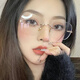 韩聚（HANJU）无框眼镜男可配近视度数防蓝光变色超轻纯钛无边框眼睛女平光镜架 银色12123款 升级 1.61MR-8防蓝光+变灰色镜片