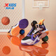 XTEP (XTEP) children's shoes for boys' high-top knob button technology function basketball shoes black/ultraviolet light 37 sizes
