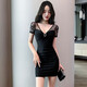 忆静萱（YIJINGXUAN）2025夜总店连衣裙低胸透视夜店性感女装修身显瘦包臀裙女裙工作服 主图款 L 【建议105-115斤】