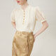 
Fan Silanen's new Chinese style design lace temperament gentle and chic loose shirt 2024 summer new style 12188 apricot color XL