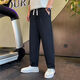 SHANNU pants men's autumn and winter velvet thickening loose sports large size solid color cotton casual student leg drawstring trousers 7710 black (threaded mouth) L (recommended 115-130 Jin Jin equals 0.5 kg)