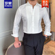罗蒙ROMON品牌高端春秋季宴会主持百搭礼服白色长袖衬衫男英伦小资修身衬衣潮新品 白色 XL