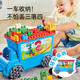 Hape polym building blocks, flexible large particles, safe and chewable truck trailer blocks, men, women and children's toys, fun digital storage truck cover 1.5-5Y