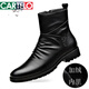 
Cartire Crocodile Leather Chelsea Boots Men's Low Top Retro Young Side Zipper British Style Martin Boots Mid Top Winter Boots Plus Fleece Black Plus Fleece 42