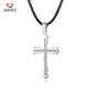 Aido Diamond Men's Platinum Pendant Flame Cross pt950 Platinum Pendant Glossy Carved Necklace Glossy Version 8.3-8.5g + With Black Leather Cord