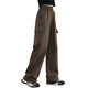 Yoyo One (Yoyo One) Girls 'Labour Hosen Frühling 2025 Neue Kinder für die Frühlings- und Herbst-Weitbein-Hosen für die großen Kinder von Mädchen Plus-Samtpants für wintermodische 15052 braune Farbe [plus Samtstil] 130 cm