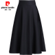 Pierre cardin black skirt spring and autumn women 2024 new autumn and winter skirt mid-length pleated skirt large l size long skirt 6630 black (skirt length 75) M