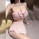 
Style bell sexy women's seductive deep V strap lace nightgown 2 pieces 80% off bed free sex pajamas Sakura top + hip skirt + T-trousers 6227 bow