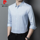 皮尔卡丹（pierre cardin）重磅桑蚕丝男士长袖衬衫中年休闲高端商务免烫格子衬衣男 9901红格衬衫 M 建议95-120斤