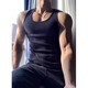 Medisa American Threaded Vest Men's White Bottoming Top Sleeveless Waistcoat Tight Elastic Fitness Sports Vest White XL