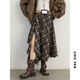CHIC VEN 2025 new winter design high waist irregular contrasting plaid brushed skirt long skirt for women chicven black M