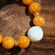 Qingchengshan Amber Beeswax Bracelet Presbyopic Wax Sea Pattern Stone Bracelet Limited Edition High Quality Fidelity Birthday Gift for Men and Women 13mm+ Presbyopia Wax Sea Pattern Stone Bracelet+ Expired