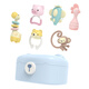 Aseblarm teether hand rattle 0-3-6 months 1 year old baby grasps early education enlightenment soothes newborn baby toy G animal rattle 6 set (blue)