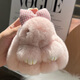 Tucker is suitable for cute real rex rabbit fur bow little rabbit car keychain pendant ins plush doll school bag rouge light pink
