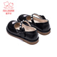 Fuluo Mi Girls Small Leather Shoes Spring and Autumn New Style Fashionable Performance Princess Shoes Black 35