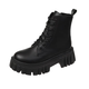 Lekali British style Martin boots for women, thick sole short boots, small heightened leather shoes with skirt work boots single boots for women, black 38