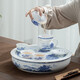 SUSHI CERAMICS National Trend Blue and White Kung Fu Tea Set Water Storage Tray Three-Cai Cover Bowl Teapot Thin Body Teacup Large Set Gift Box J0429