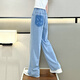 Yoyo One (Yoyo One) Girls 'Hose für Sommer dünne Kinderstufe weiche Jeans Big Kinder Sommerkleidung Eis Seide geradee Hose Moskito-vorgeschützte Hose 15013 Blau + 9921 Weiß 170 cm