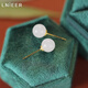 LnieerS925 Silver Hetian Jade Earrings for Ear Hole Earrings Women's High-end 2025 New Trendy Sleeping Needless to Pick Small Hetian White Jade Silver Earrings