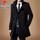 
Pierre cardin woolen coat men's mid-length spring and autumn 2025 new windbreaker thickened men's woolen coat trend black L