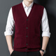 Hengyuanxiang Herbst und Winter Herren-Weste aus 100 % reiner Wolle, Winter-Wollpullover mit V-Ausschnitt, ärmellose Strickjacke, Weste, 1 mittlere Farbe, Grau, M 170/88A